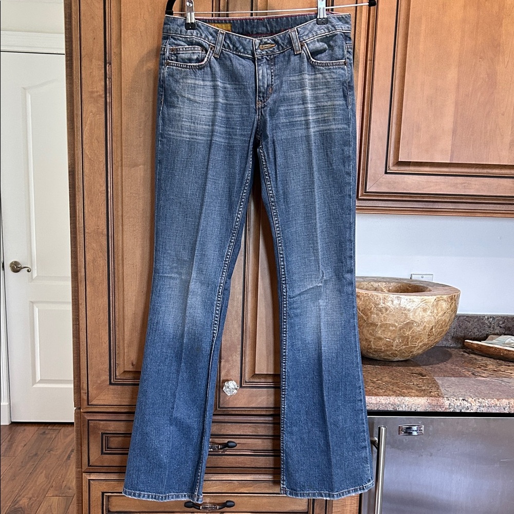 Women's Blue Flare wide leg  Jeans - Classic Faded Wash